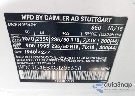 2016 Mercedes-Benz Gla 250 250 from USA, damaged, VIN WDCTG4EBXGJ205608